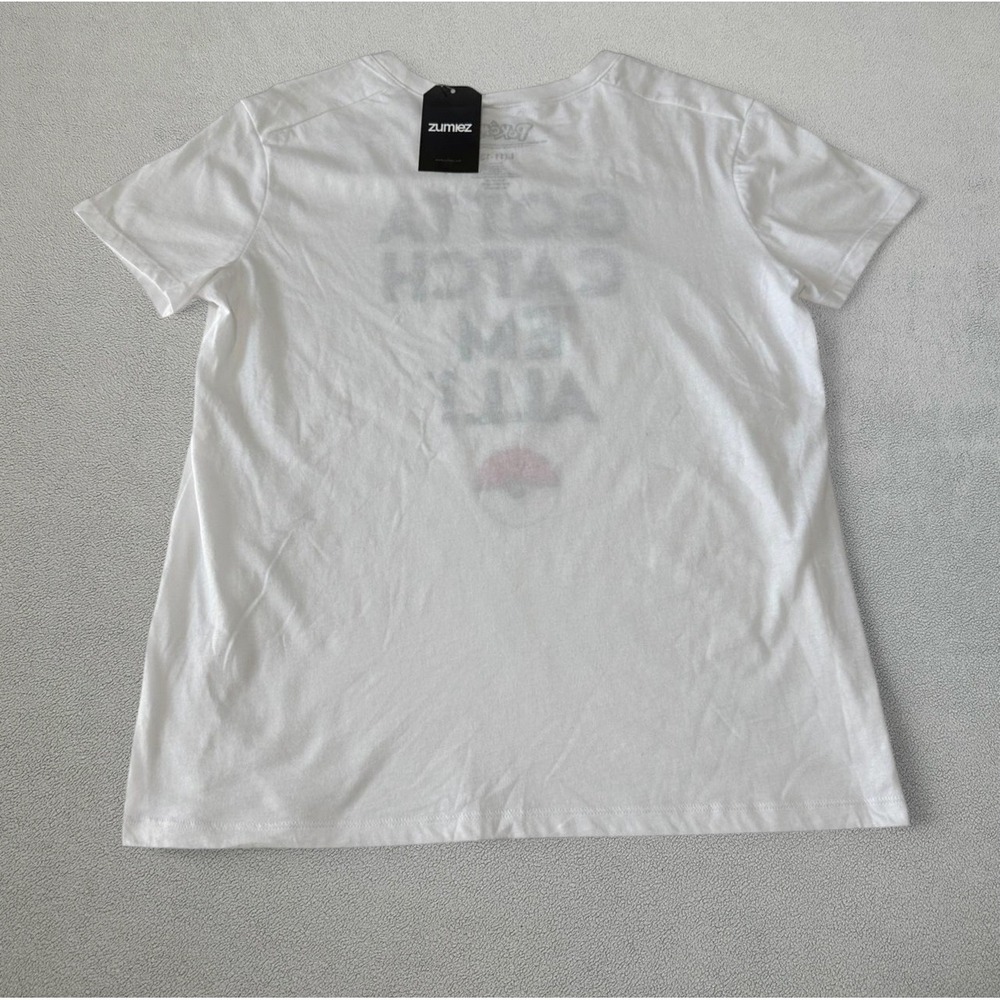 NWT Pokemon Shirt M Gotta Catch 'Em All! White Graphic Short Sleeve Crew Tee - Picture 2 of 5